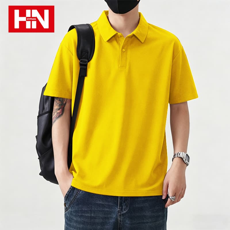 HYPNOS 9001-GB เสื้อโปโล POLO Oversize ทรงหลวม ใส่ได้ทั้งผู้ชายและผู้หญิง สีพื้น เสื้อยืด T-Shirt แฟชั่นสไตล์มินิมอล รูปที่ 4