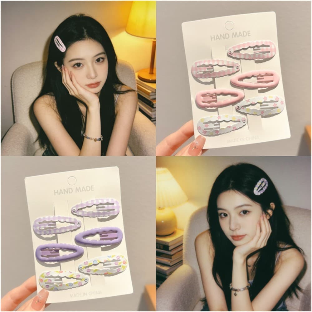 คลิปบีบีลายดอกไม้หยดน้ำสีสันสดใส คลิปหนีบหน้าม้าข้าง สำหรับนักเรียนผู้หญิง รูปที่ 2