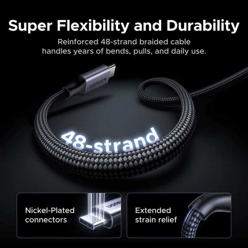 UGREEN สายชาร์จแม่เหล็ก 100W ชิป E-Marker ถ่ายโอนข้อมูล 480Mbps สำหรับ iPhone/Android รุ่น 55517 รูปที่ 3