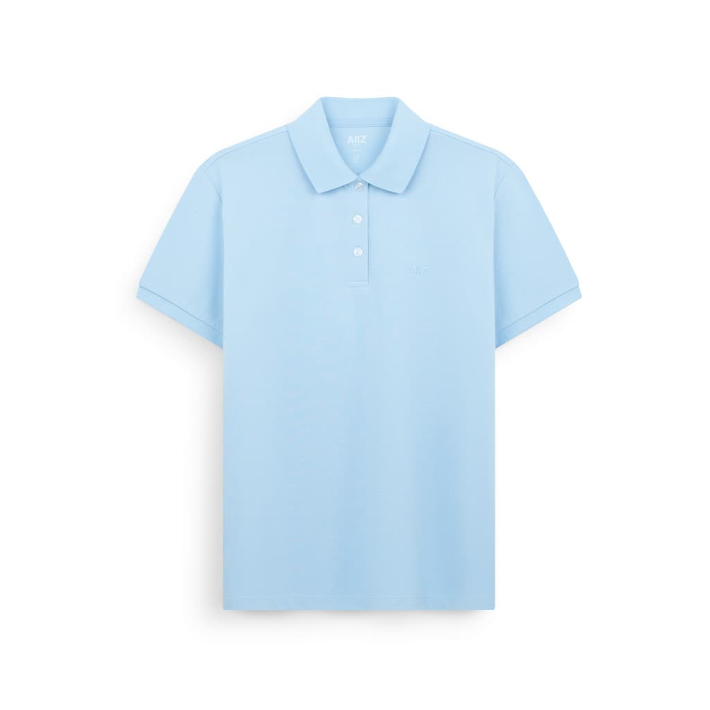 AIIZ เสื้อโปโลผู้หญิงสีพื้นปักโลโก้ผ้าคอตตอนโพลีเอสเตอร์ รูปที่ 3