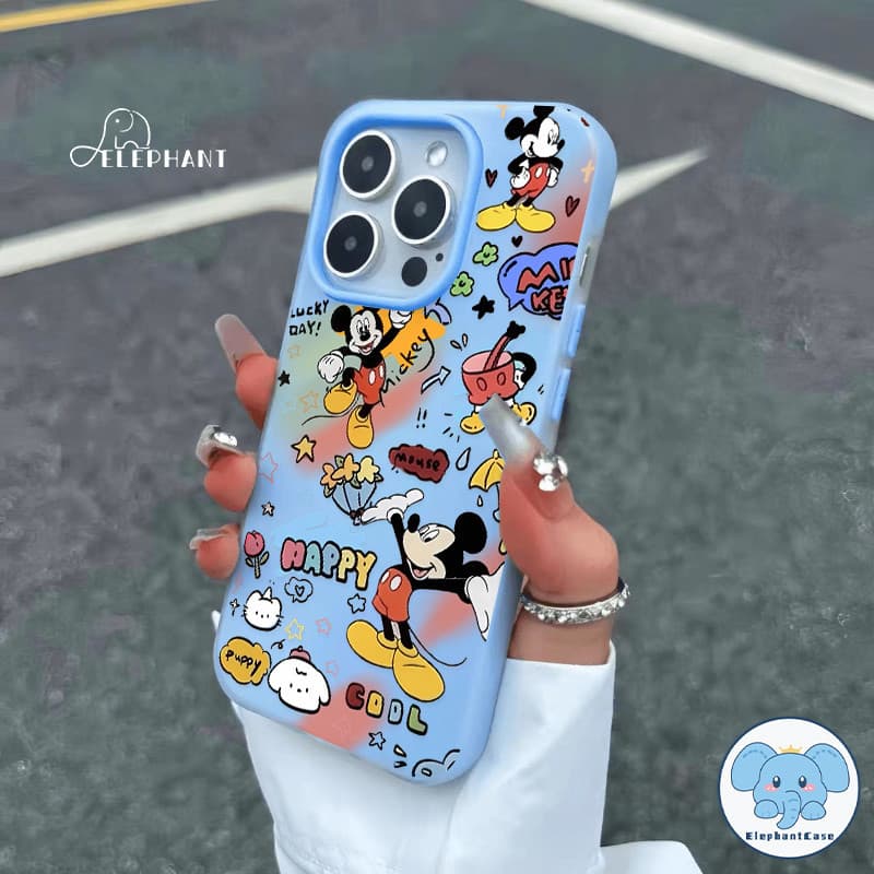 สำหรับ IPhone 17 AIR 16 15 11 14 13 12 Pro Max 16 7 8 Plus XS X XR Max การ์ตูน ลูกหมา ลูกแมว มิกกี้เมาส์ 2in1 เคสซิลิโคน รูปที่ 1