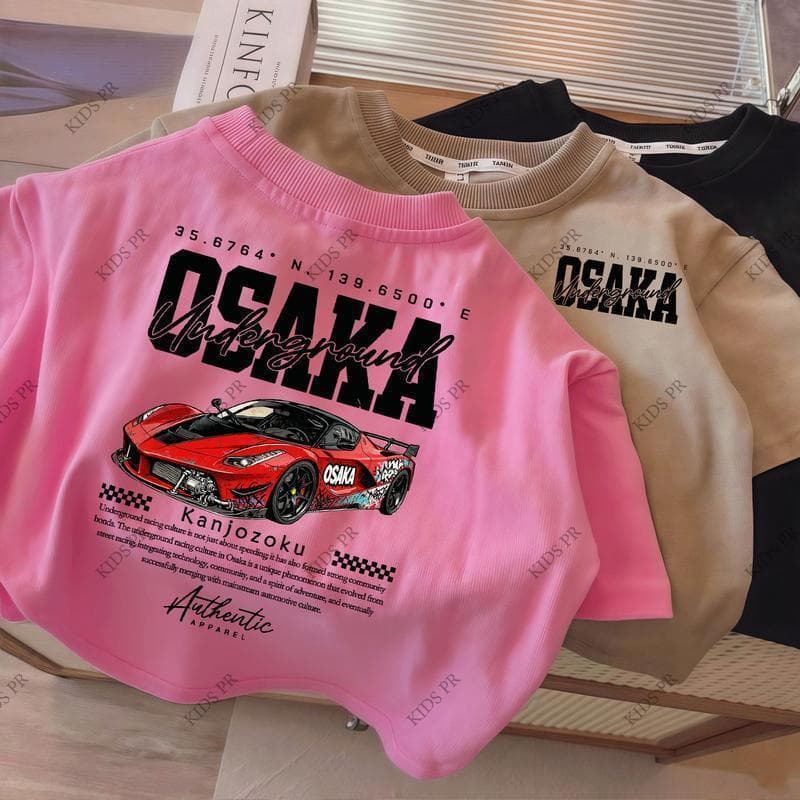 COD 2026 Tokyo Racing Car Printed Kid's T-shirt Fashion Trendy Casual Pure Cotton Top for 3-13 Yrs T11 รูปที่ 8