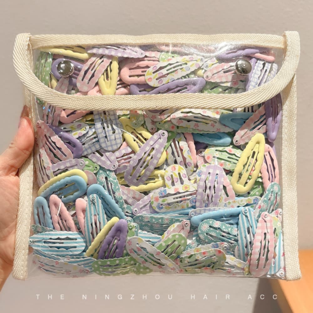 คลิปบีบีลายดอกไม้หยดน้ำสีสันสดใส คลิปหนีบหน้าม้าข้าง สำหรับนักเรียนผู้หญิง รูปที่ 8