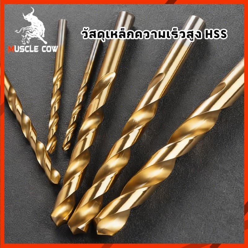 MUSCLE COW ดอกสว่านไฮสปีดงานหนัก ไทเทเนียม 1-13mm เหมาะกับงานเจาะเหล็ก ไม้ พลาสติก รูปที่ 3