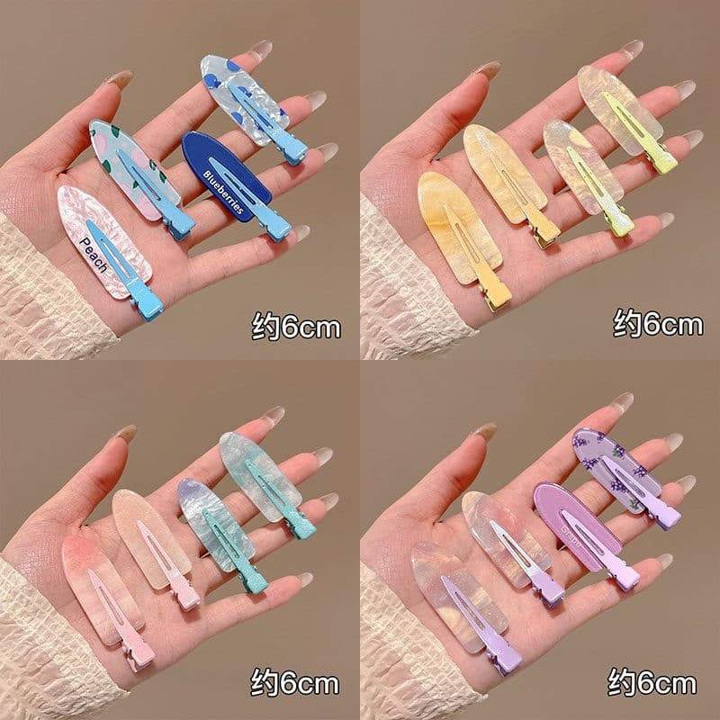 กิ๊บติดผมหน้าม้าสีสันสดใสน่ารัก 4 ชิ้นชุดเครื่องประดับผมจัดแต่งทรงผมสไตล์เกาหลีสําหรับสุภาพสตรี รูปที่ 8