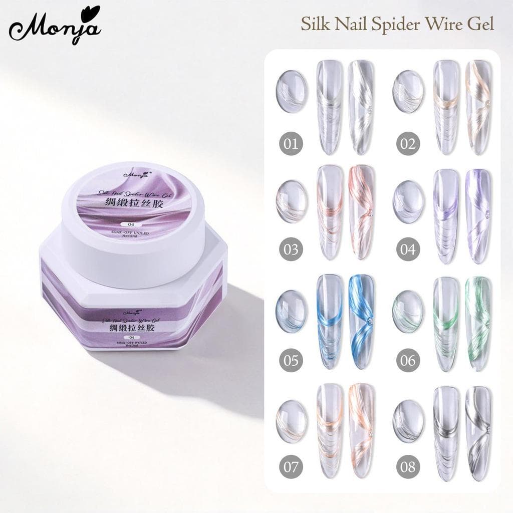 Monja 5 ml/กล่องเล็บ Spider UV เจลโปแลนด์สีซาติน Pearlescent ผ้าไหม Smooth Shine สะท้อนแสง Elastic รูปที่ 3