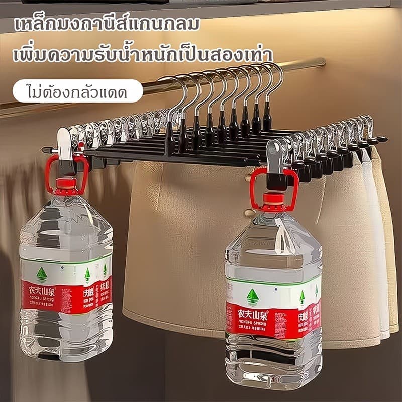 ที่แขวนกางเกง ที่หนีบกางเกง ที่แขวนเสื้อสำหรับกางเกง อุปกรณ์สำหรับใช้ในบ้าน ไม่ทิ้งรอย กันลื่น แบบแขวนเสื้อ1เเพ็ค/10ชิ้น รูปที่ 9
