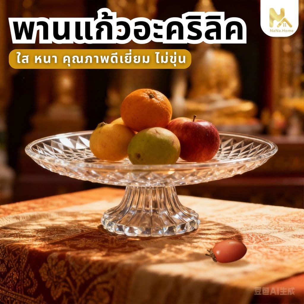 【พร้อมส่งจากไทย】พานใส พานแก้ว พานแก้วคริสตัล พาน พานพระ พานโตก พานแก้วใส 20,25,30,35 ซม.สำหรับวางพระ พวงมาลัย