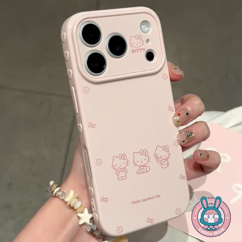 น่ารัก Kitty Cat เคสโทรศัพท์สําหรับ Vivo V70 ELite V30 V29 V27 S50 S30 Pro Mini 5G หรูหราการ์ตูนสีลูกกวาดกันกระแทก Lateral Love Heart นุ่มปลอก รูปที่ 1