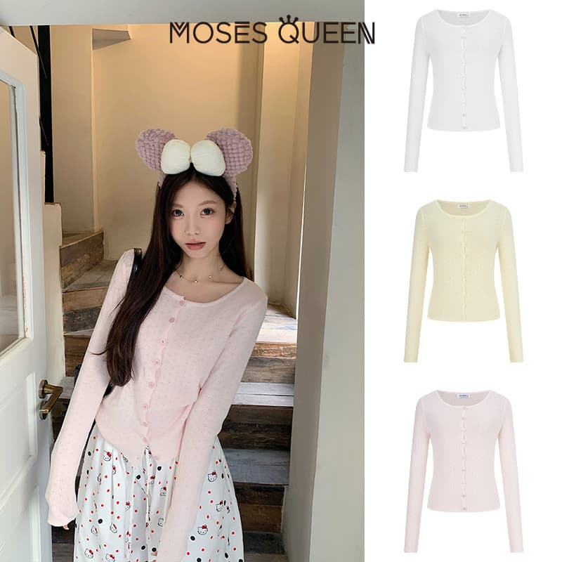 < MOSESQUEEN > โมเสส คาร์ดิแกนผู้หญิง ลายละเอียดทอแน่นแขนยาว สไตล์เรียบง่าย ใส่ง่ายตลอดปี เหมาะทั้งใส่ในและนอกบ้าน #69001