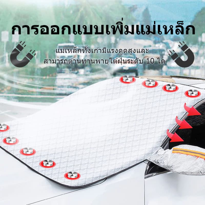 ที่บังแดดรถยนต์ กันแดด100%UV กันแดด กันน้ำ ม่านบังแดดรถยนต์ ด้านหน้า ผ้าคลุมรถ บังแดดหน้ารถยนต์ FOR Sedan SUV รูปที่ 4