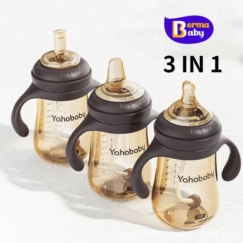 Berma Baby ขวดนมเด็ก พร้อมที่จับ ทนตก ลดท้องอืด จุกหลอก 3 ประเภท 300ml รูปที่ 1