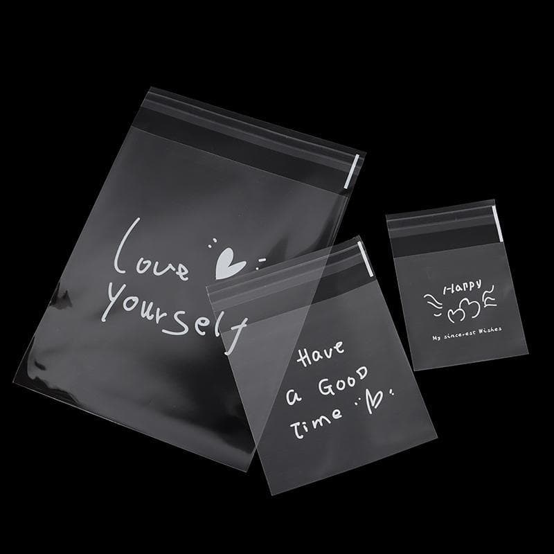 Berrybury 100 ชิ้น Happy Clear กระเป๋า Self กาว Candy คุกกี้เบเกอรี่กระเป๋า Self กาวของขวัญส่วนบุคคล Pastry บิสกิตบรรจุภัณฑ์ถุงใหม่ รูปที่ 6