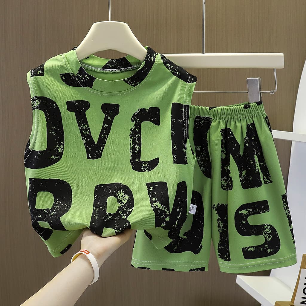 ชุดเซ็ตเสื้อกล้ามเด็ก ชุดกล้ามน่าร้อน สำหรับเด็กผู้ชาย พิมพ์ลายอักษร Size80-120cm BXT38 รูปที่ 6