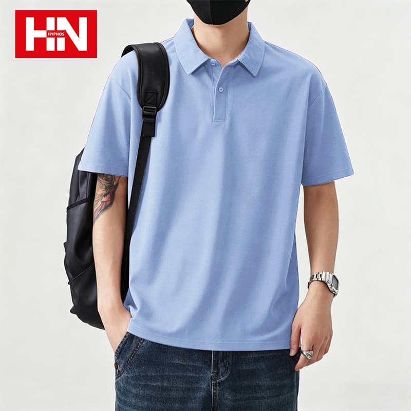 HYPNOS 9001-GB เสื้อโปโล POLO Oversize ทรงหลวม ใส่ได้ทั้งผู้ชายและผู้หญิง สีพื้น เสื้อยืด T-Shirt แฟชั่นสไตล์มินิมอล รูปที่ 8