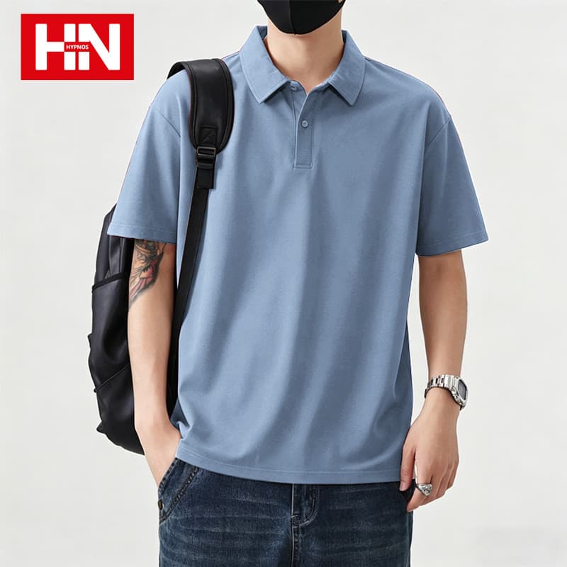 HYPNOS 9001-GB เสื้อโปโล POLO Oversize ทรงหลวม ใส่ได้ทั้งผู้ชายและผู้หญิง สีพื้น เสื้อยืด T-Shirt แฟชั่นสไตล์มินิมอล รูปที่ 5