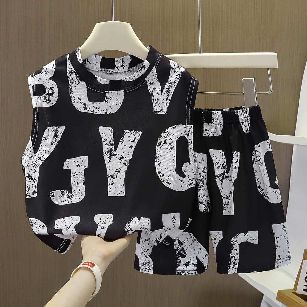 ชุดเซ็ตเสื้อกล้ามเด็ก ชุดกล้ามน่าร้อน สำหรับเด็กผู้ชาย พิมพ์ลายอักษร Size80-120cm BXT38 รูปที่ 7