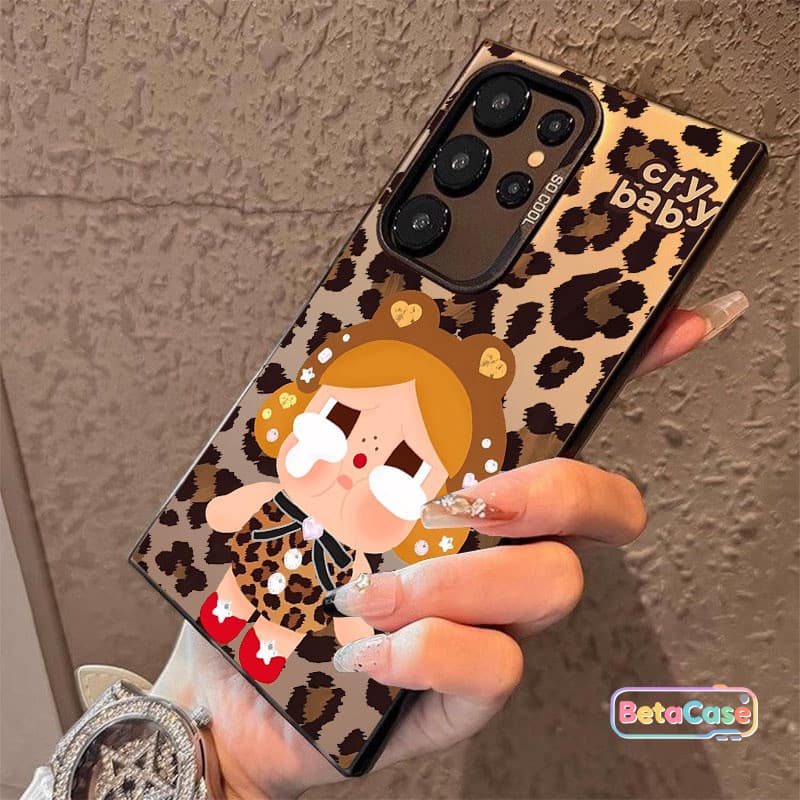 เคสโทรศัพท์ลายเสือดาวน่ารักแบบสาวทำปากจู๋สำหรับ Samsung S30U S25U S25E S24U S24FE S23U S23FE S22U S21 S20FE รูปที่ 4
