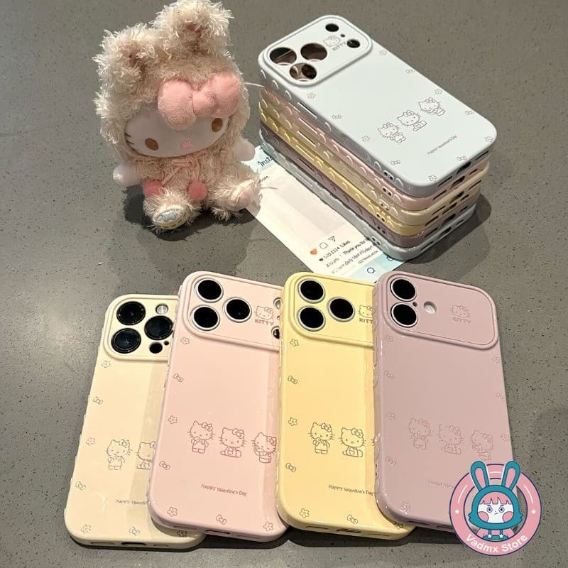 น่ารัก Kitty Cat เคสโทรศัพท์สําหรับ Vivo V70 ELite V30 V29 V27 S50 S30 Pro Mini 5G หรูหราการ์ตูนสีลูกกวาดกันกระแทก Lateral Love Heart นุ่มปลอก รูปที่ 4
