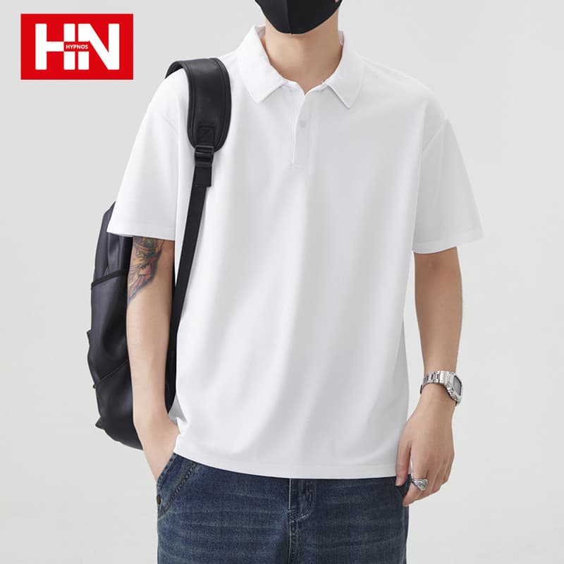 HYPNOS 9001-GB เสื้อโปโล POLO Oversize ทรงหลวม ใส่ได้ทั้งผู้ชายและผู้หญิง สีพื้น เสื้อยืด T-Shirt แฟชั่นสไตล์มินิมอล รูปที่ 3