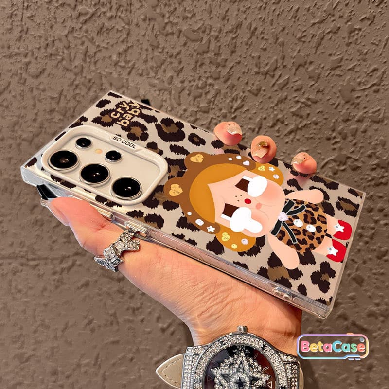 เคสโทรศัพท์ลายเสือดาวน่ารักแบบสาวทำปากจู๋สำหรับ Samsung S30U S25U S25E S24U S24FE S23U S23FE S22U S21 S20FE รูปที่ 5