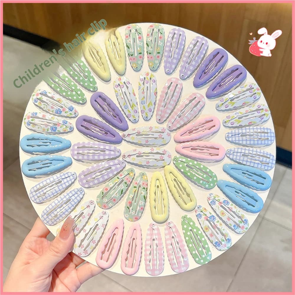 คลิปบีบีลายดอกไม้หยดน้ำสีสันสดใส คลิปหนีบหน้าม้าข้าง สำหรับนักเรียนผู้หญิง รูปที่ 4