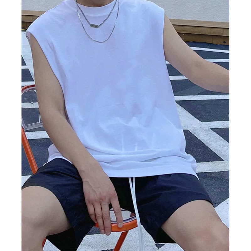 COD จัดส่งตลอด 24 ชั่วโมง Fanfei เสื้อแขนกุดผ้าฝ้ายแท้สีขาว ทรงหลวมสไตล์เทรนด์ เหมาะใส่กีฬาและกิจกรรมกลางแจ้ง รูปที่ 7