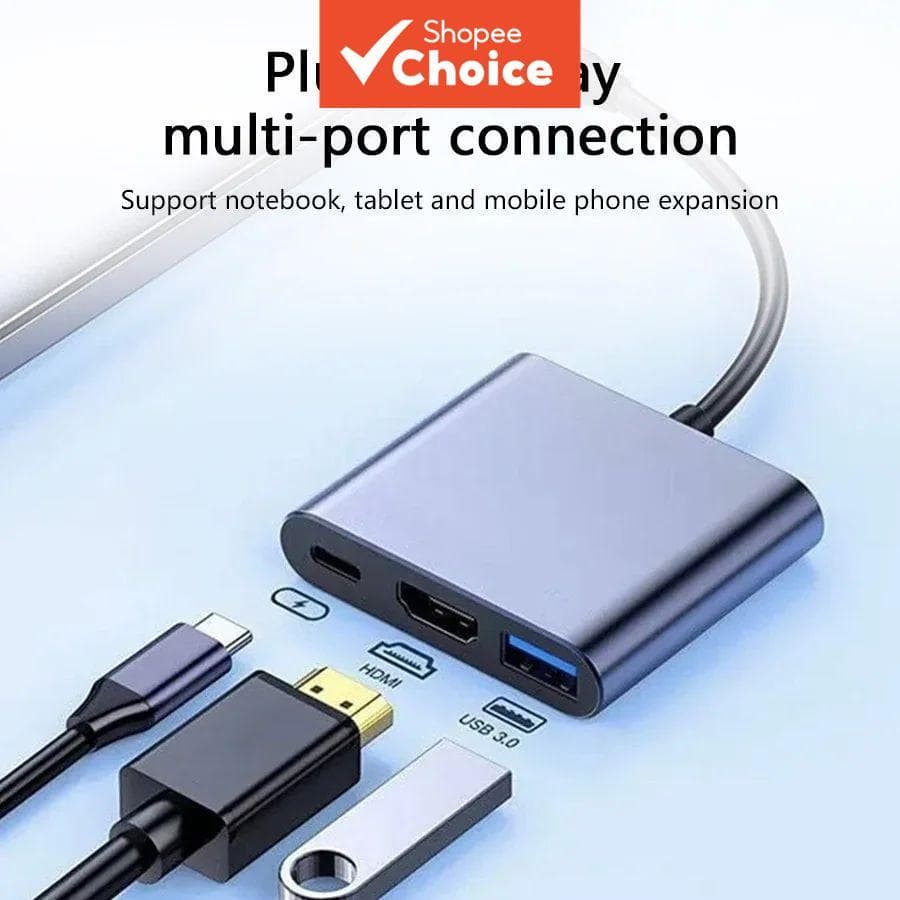 อะแดปเตอร์ฮับแปลง 3-in-1 USB C เป็น HDMI รองรับ 4K พร้อมชาร์จเร็ว USB PD สําหรับ MacBook แล็ปท็อปและพีซี รูปที่ 1