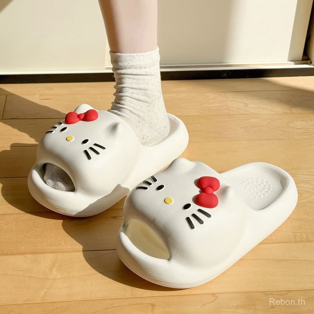 SEZI รองเท้าแตะหนา Soled สุภาพสตรีสวมใส่กลางแจ้งแมวน่ารักในร่มในครัวเรือนห้องน้ํา Shit-Stepping Anti @ รูปที่ 3