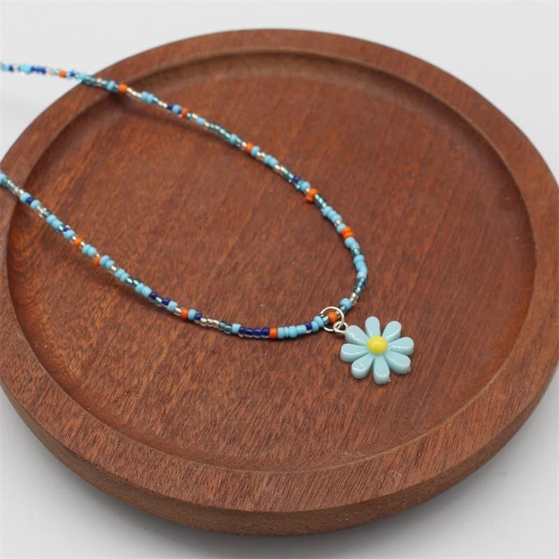 จี้ดอกไม้ necklace เครื่องประดับแฟชั่น handmade หลายสี สําหรับผู้หญิง#0358 รูปที่ 5