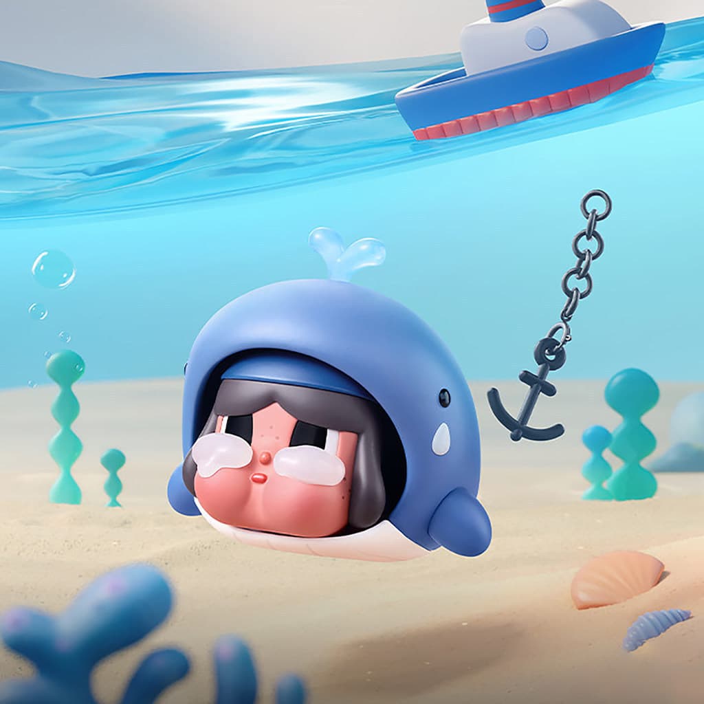 P POPMART CRYBABY Tears Flow เข้าสู่ Sea Series เครื่องประดับอินเทรนด์เล่นรูป Mystery กล่องของขวัญ รูปที่ 6