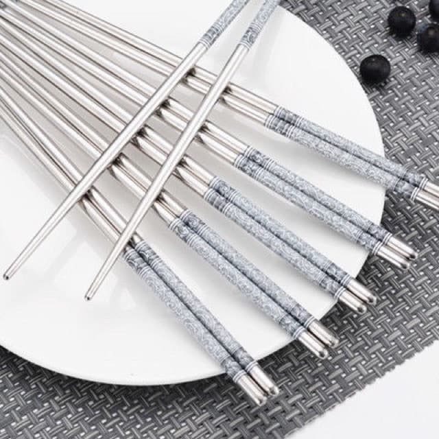 LoomLab ตะเกียบสแตนเลส ราคาส่ง ขายเป็นคู่ ะเกียบสแตนเลส 1 คู่ พิเศษ ตะเกียบเกาหลี ตะเกียบ สีเงิน แพ็คแยกคู่ รูปที่ 1