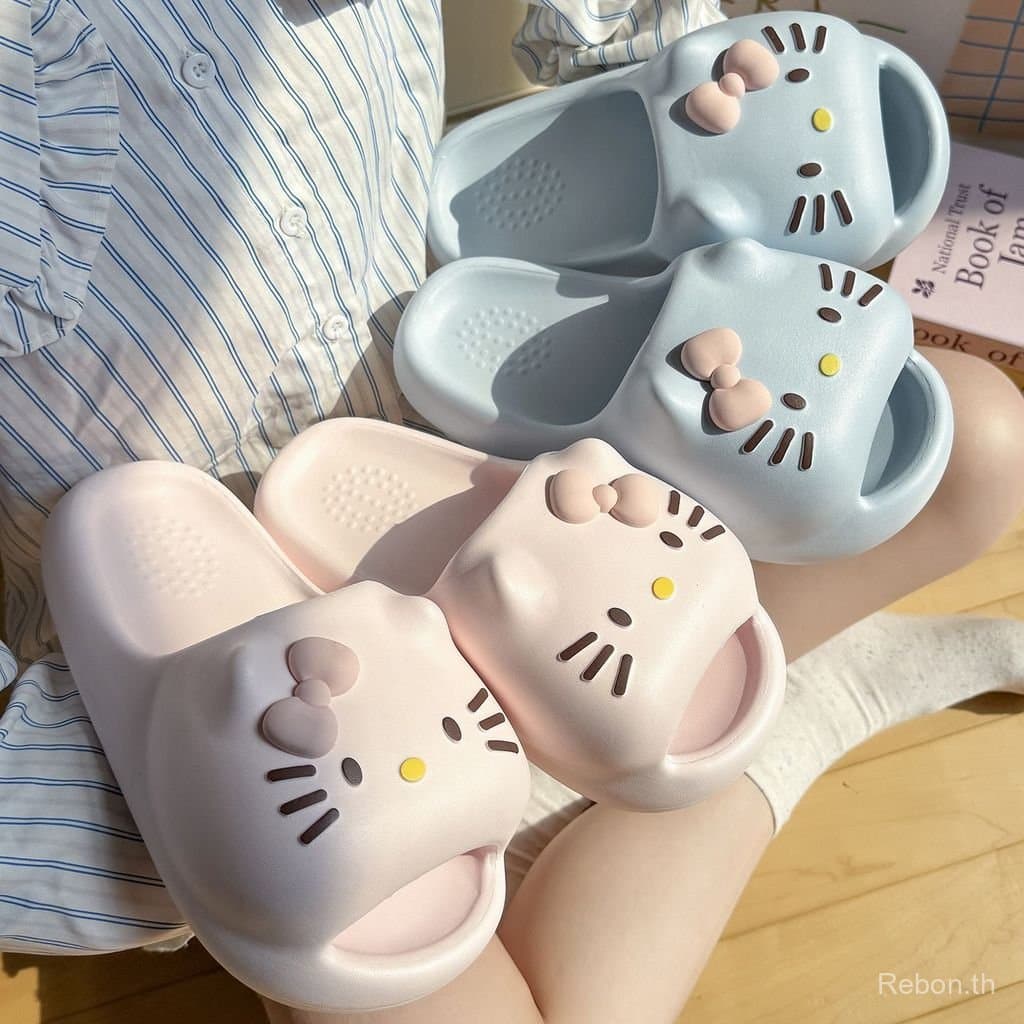 SEZI รองเท้าแตะหนา Soled สุภาพสตรีสวมใส่กลางแจ้งแมวน่ารักในร่มในครัวเรือนห้องน้ํา Shit-Stepping Anti @ รูปที่ 2