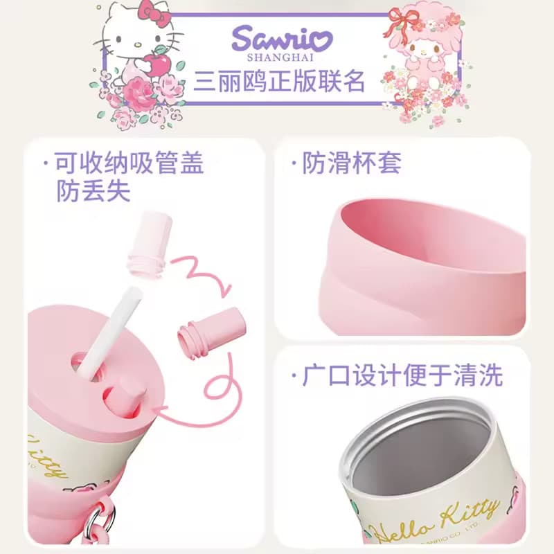 แก้วน้ำเย็นแบบมีหลอดดูด ลายการ์ตูน Hello Kitty Kuromi ขนาด 710 มล. ขวดน้ำพกพาขนาดใหญ่ ลายการ์ตูน Nick Wilde Judy TH รูปที่ 5
