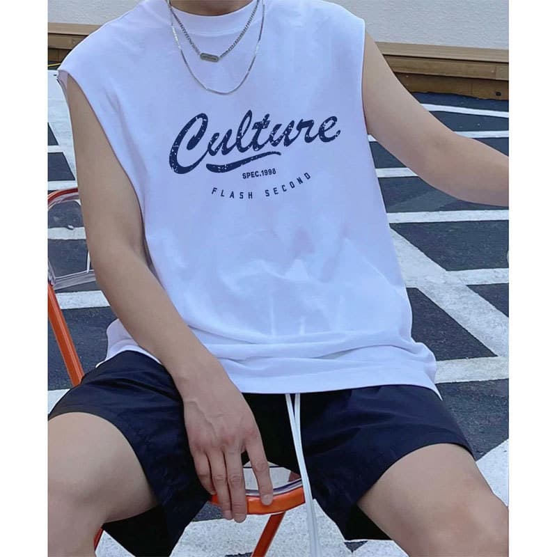 COD จัดส่งตลอด 24 ชั่วโมง Fanfei เสื้อแขนกุดผ้าฝ้ายแท้สีขาว ทรงหลวมสไตล์เทรนด์ เหมาะใส่กีฬาและกิจกรรมกลางแจ้ง รูปที่ 2