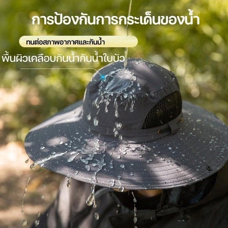 หมวกบังแดดปีกกว้าง หมวกบังแดด หมวกเดินป่า 360 องศา UPF50+ พับได้ สําหรับกิจกรรมกลางแจ้ง ระบายอากาศ รูปที่ 6