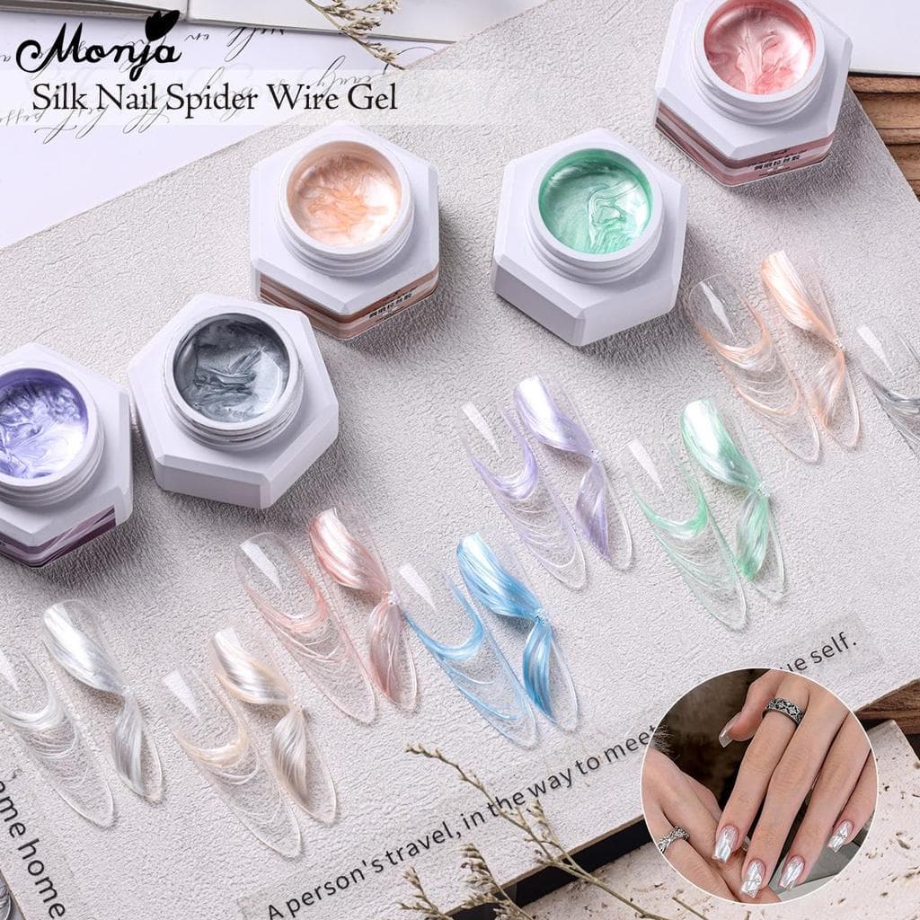 Monja 5 ml/กล่องเล็บ Spider UV เจลโปแลนด์สีซาติน Pearlescent ผ้าไหม Smooth Shine สะท้อนแสง Elastic รูปที่ 1