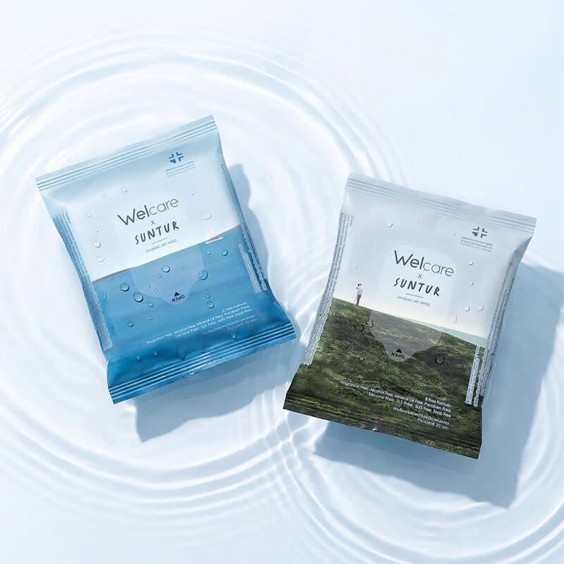 Welcare X Suntur Hygienic Wet Wipes 20 Sheets #Couple Design ทิชชู่เปียกทำความสะอาดผิว เวลแคร์ สัมผัสนุ่ม อ่อนโยนต่อ... รูปที่ 5