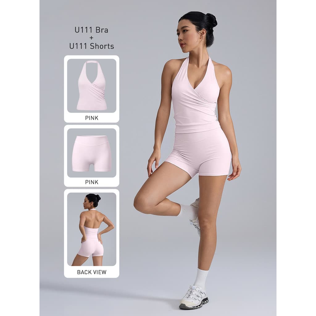 Anran สปอร์ตบรา Deep V แฟชั่น Halter กันกระแทกรวบรวม Quick Dry Slimming Vest Gym ฟิตเนส รูปที่ 8