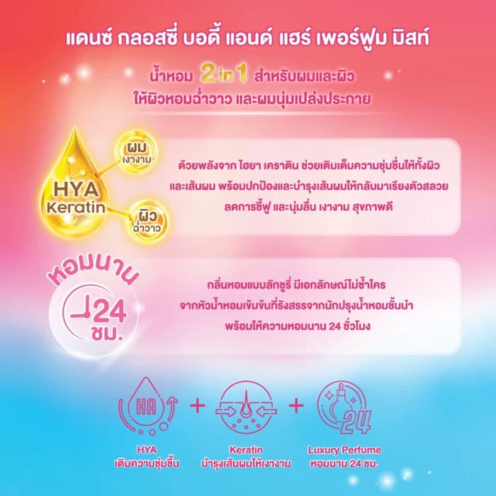 Dance 2in1 Body & Hair Perfume Mist มีให้เลือก 2 ขนาด 20,25 มล.และ 80,100 มล. ใช้ได้ทั้งผมและผิว รูปที่ 6