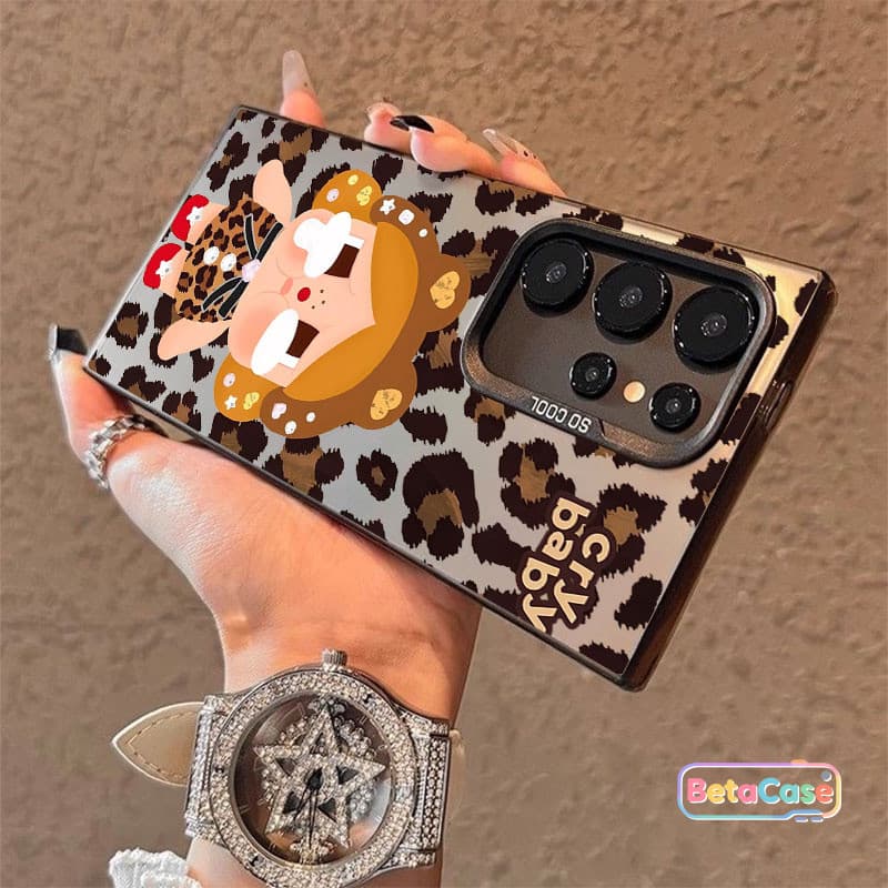 เคสโทรศัพท์ลายเสือดาวน่ารักแบบสาวทำปากจู๋สำหรับ Samsung S30U S25U S25E S24U S24FE S23U S23FE S22U S21 S20FE รูปที่ 7