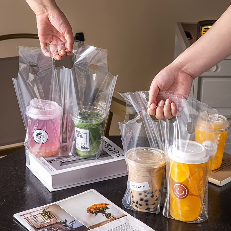 ICE COFFEE ถุงแก้วใส หรูหรามาก ใส่แก้วได้ 16-22 ออนซ์ TFSH รูปที่ 8