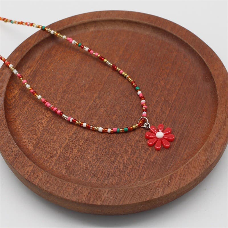 จี้ดอกไม้ necklace เครื่องประดับแฟชั่น handmade หลายสี สําหรับผู้หญิง#0358 รูปที่ 3