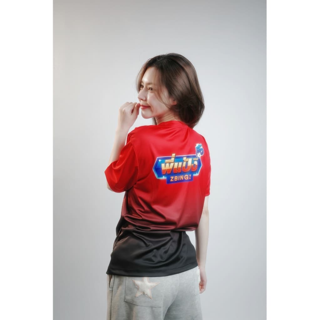 Tshirt 2026 Tshirt เสื้อแก๊งพี่แป้งzbingz คอกลม สีแดงดำ ผ้าไมโคร XS-5XL XS-5XL รูปที่ 3