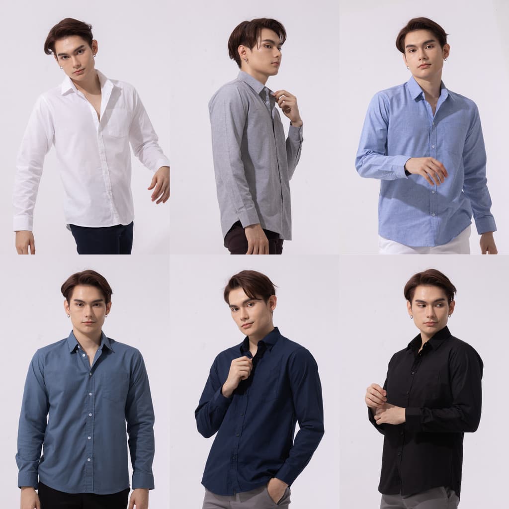 เสื้อเชิ้ตคอปกแขนยาว 7 สี REGULAR FIT SHIRT ผ้าออกฟอร์ด COTTON 100% เสื้อเชิ้ตผู้ชาย เสื้อเชิ้ตทำงาน รูปที่ 2