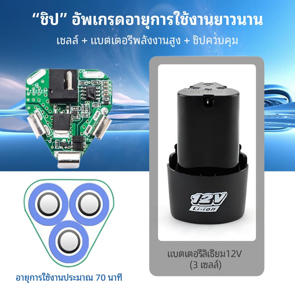 แบตเตอรี่ 12V แบตเตอรี่ลิเธียม แบตเตอรี่สว่านมือ แบตเตอรี่ไร้สาย แบตเตอรี่สามเหลี่ยม แบตเตอรี่แบบชาร์จไฟได้ รูปที่ 3