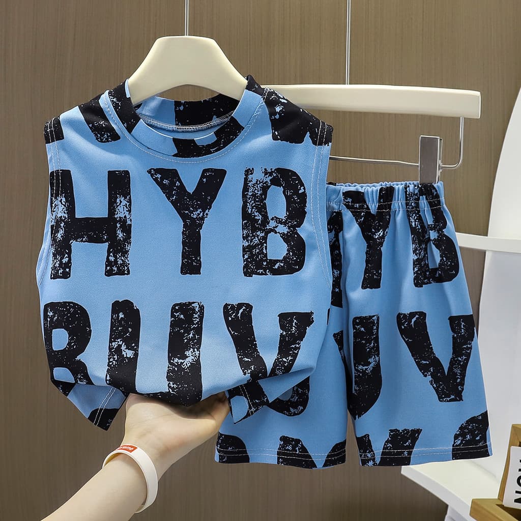 ชุดเซ็ตเสื้อกล้ามเด็ก ชุดกล้ามน่าร้อน สำหรับเด็กผู้ชาย พิมพ์ลายอักษร Size80-120cm BXT38 รูปที่ 9