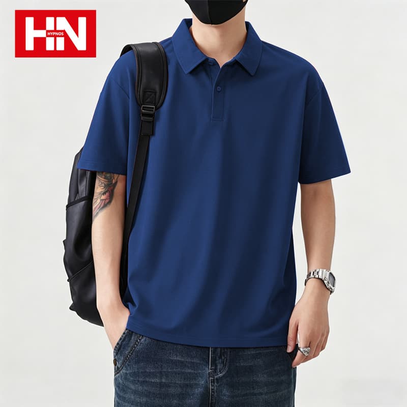 HYPNOS 9001-GB เสื้อโปโล POLO Oversize ทรงหลวม ใส่ได้ทั้งผู้ชายและผู้หญิง สีพื้น เสื้อยืด T-Shirt แฟชั่นสไตล์มินิมอล รูปที่ 9