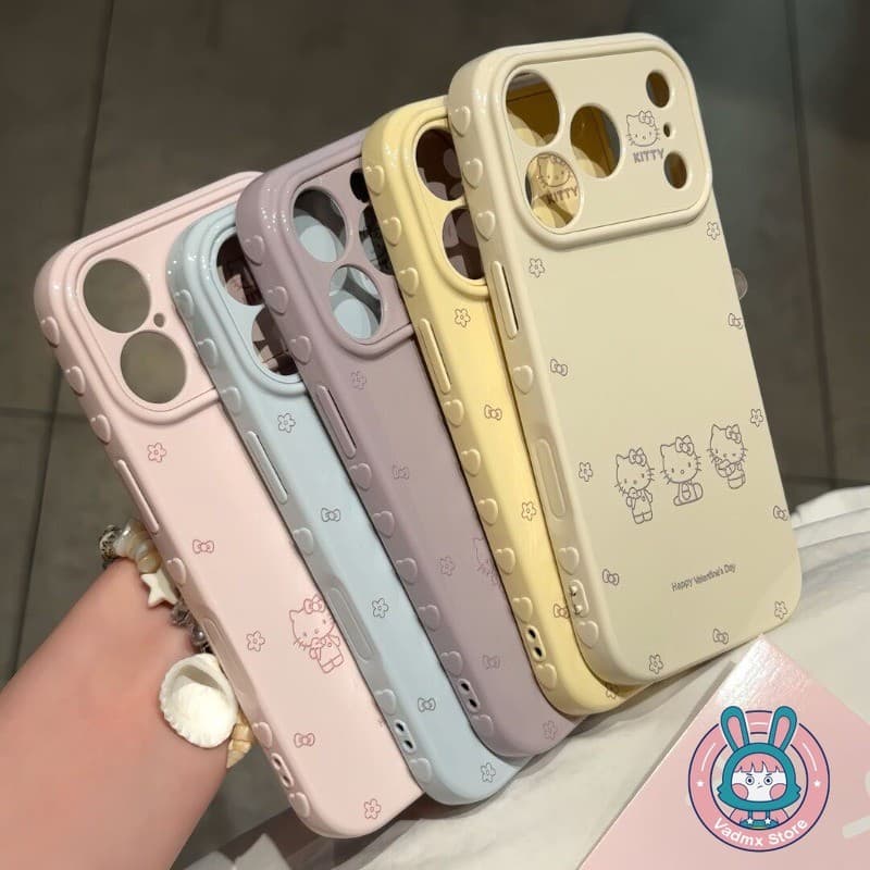 น่ารัก Kitty Cat เคสโทรศัพท์สําหรับ Vivo V70 ELite V30 V29 V27 S50 S30 Pro Mini 5G หรูหราการ์ตูนสีลูกกวาดกันกระแทก Lateral Love Heart นุ่มปลอก รูปที่ 2