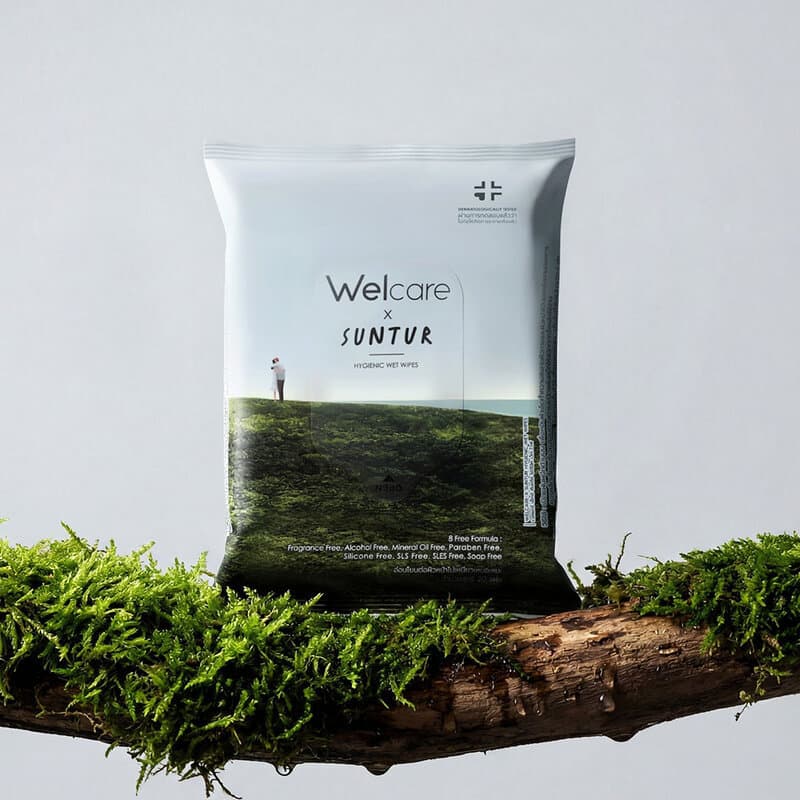 Welcare X Suntur Hygienic Wet Wipes 20 Sheets #Couple Design ทิชชู่เปียกทำความสะอาดผิว เวลแคร์ สัมผัสนุ่ม อ่อนโยนต่อ... รูปที่ 3